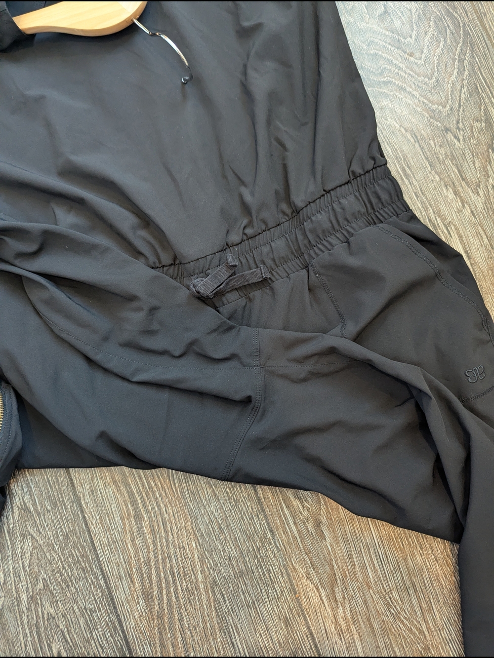Albion Black Short Sleeve Jumpsuit Jogger Size Large Petite Athleisure - Picture 7 of 11